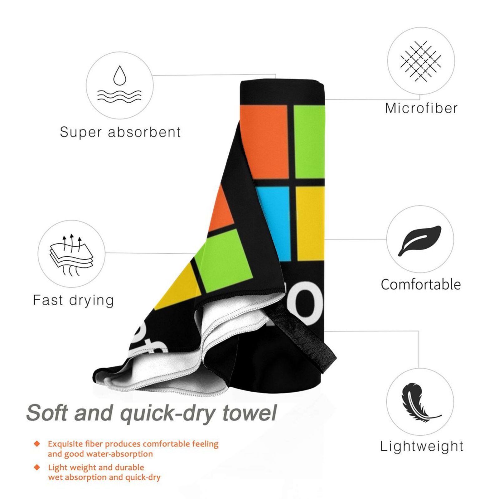 Microsoft Type Bath Towel Beac - Office Tech Logo ulasan dan harga