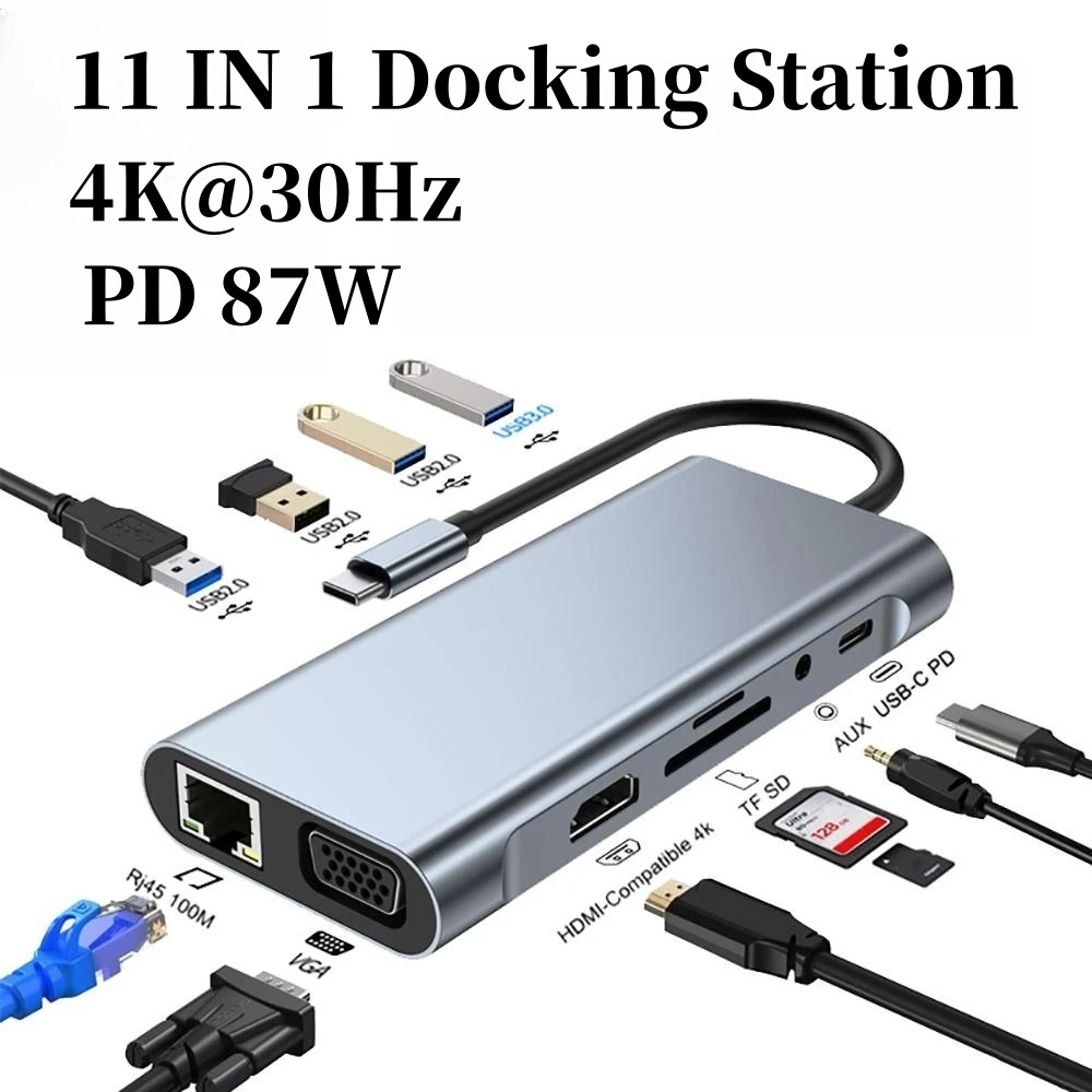 4/7/8/11in1 Docking Hub 4K USB - Docking Station Usb C ulasan dan harga