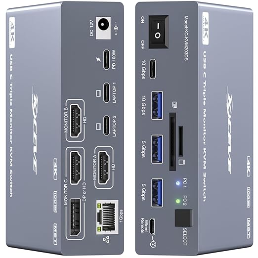 USB C KVM Switch 3 Monitors 2  - Docking Station Usb C ulasan dan harga
